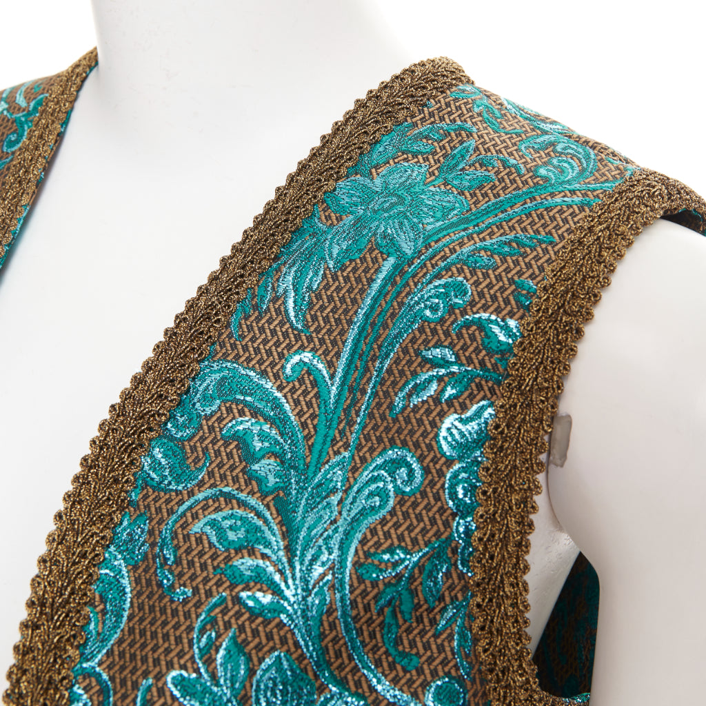 DOLCE GABBANA 2021 blue gold metallic baroque floral jacquard bolero IT38 XS