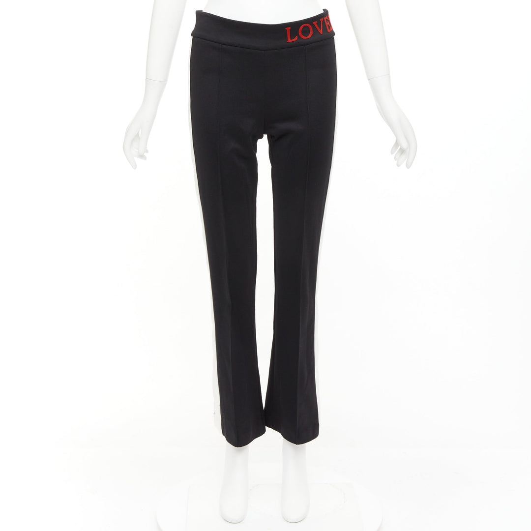 GUCCI LOVED red embroidered black white cropped flare trousers S