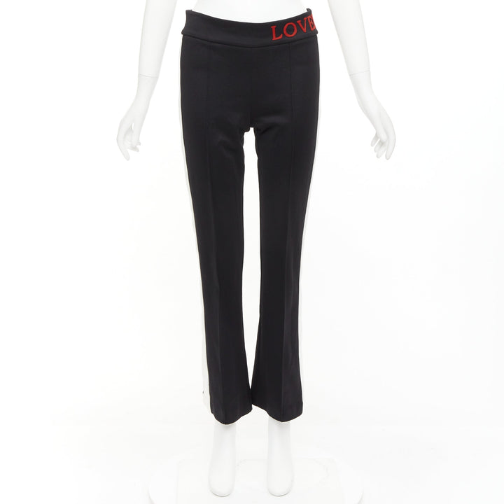 GUCCI LOVED red embroidered black white cropped flare trousers S