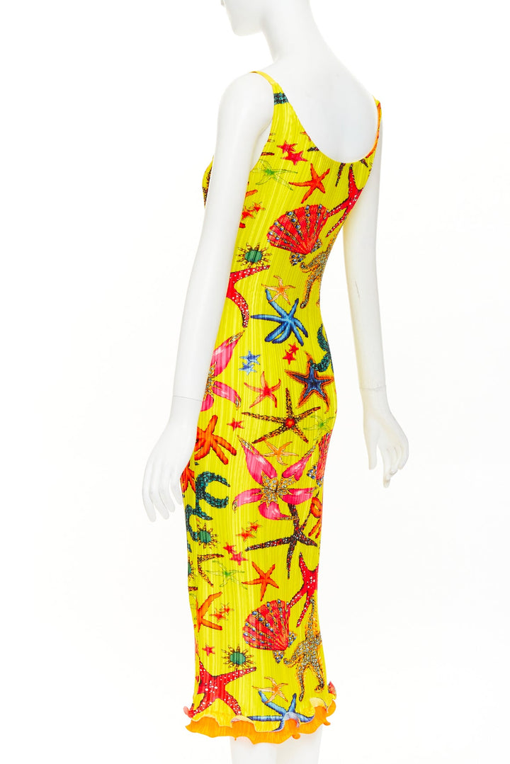 VERSACE 2021 Runway Tresor de la Mer starfish print plisse dress M