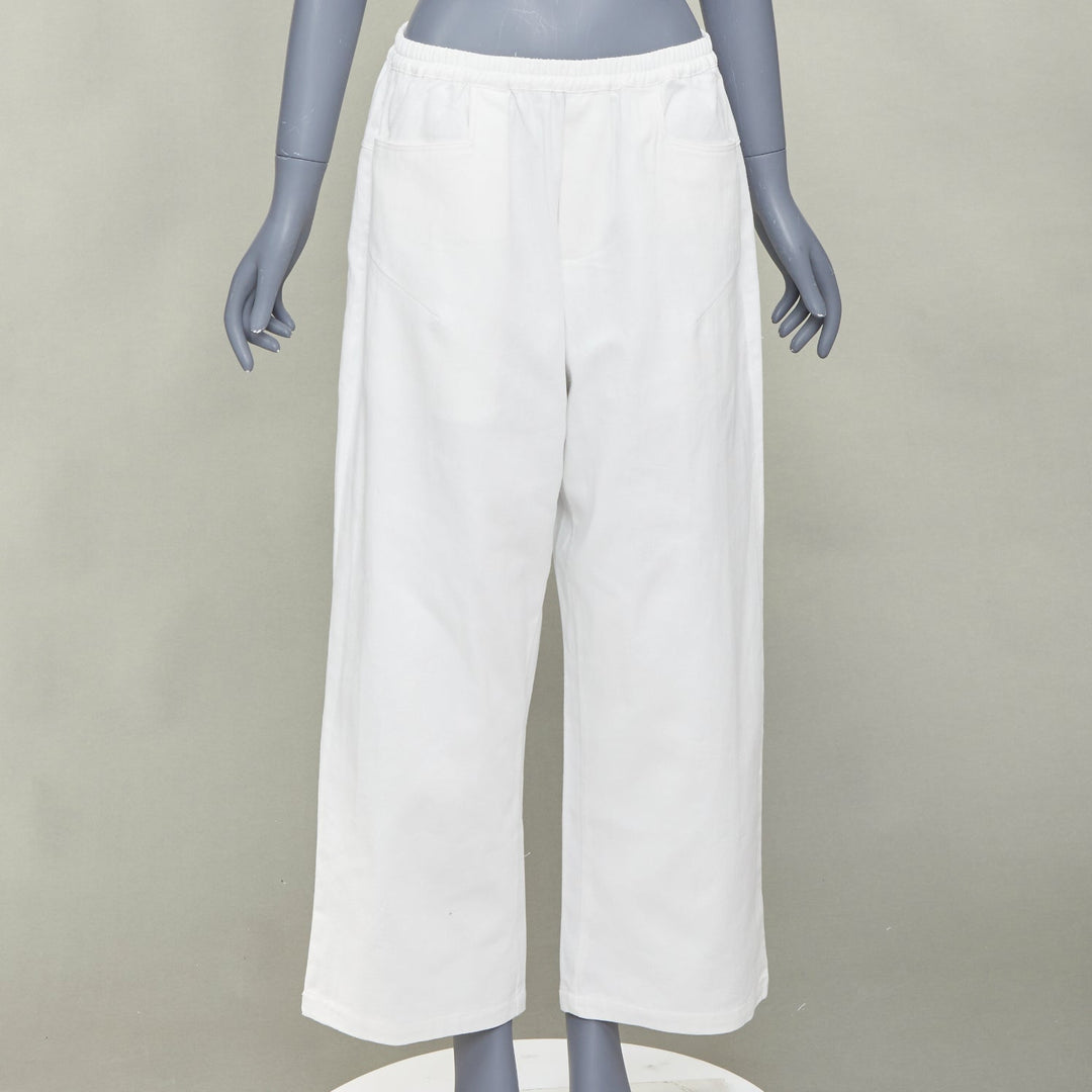 DEIJI STUDIOS white organic cotton angular pockets mid waist wide crop pants M