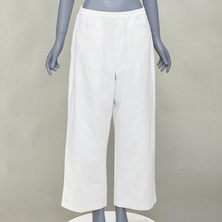 DEIJI STUDIOS white organic cotton angular pockets mid waist wide crop pants M