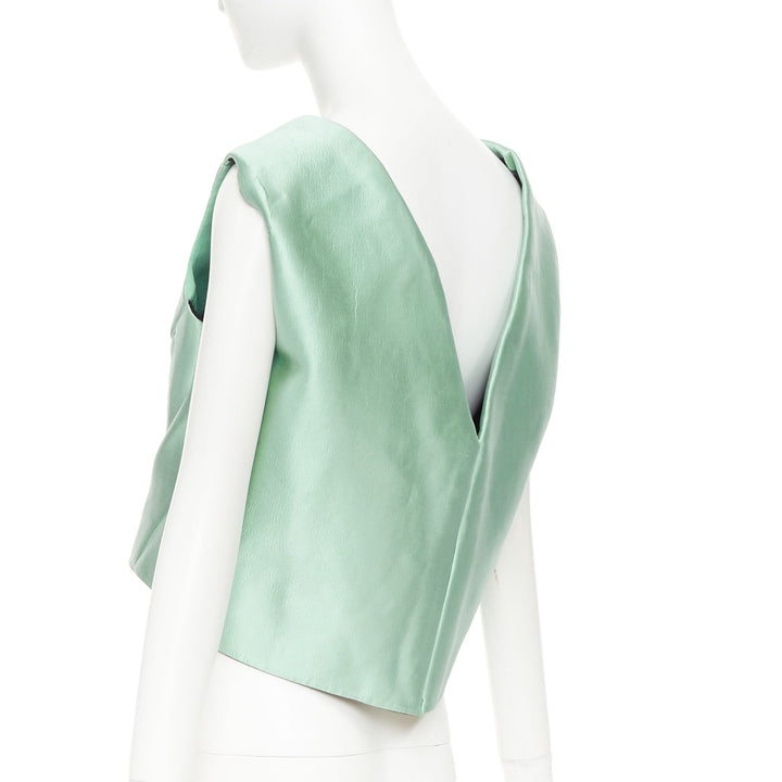 rare BALENCIAGA 2007 teal green silk sunburst panelled architectural top FR38 M