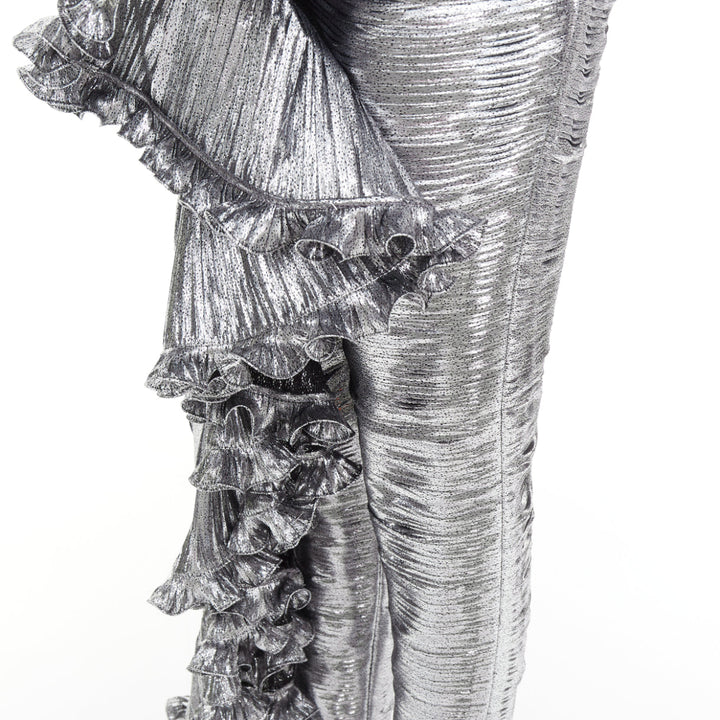 ALEXANDRE VAUTHIER COUTURE AW2023 Runway silver ruffle one shoulder top pant set