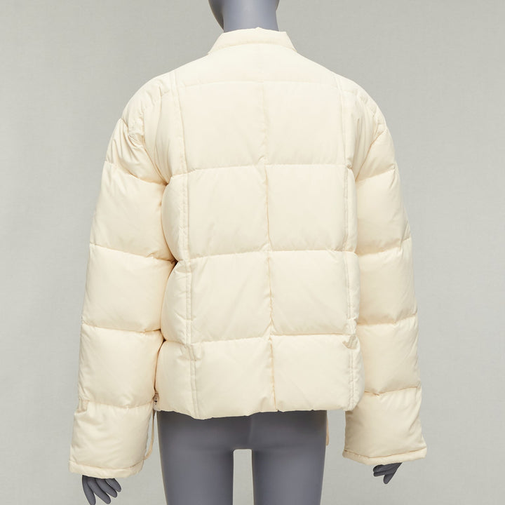 JIL SANDER + unisex cream water repellent 100% recycled cocoon puffer jacket M