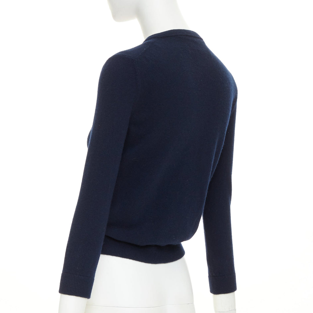 VALENTINO navy virgin wool oversized silk double duchesse satin bow cardigan XS