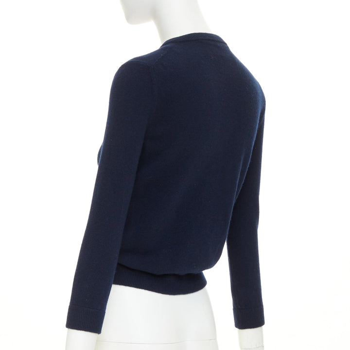 VALENTINO navy virgin wool oversized silk double duchesse satin bow cardigan XS