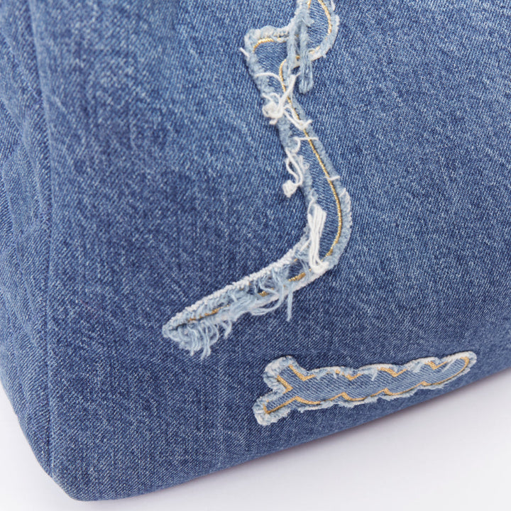 CHANEL 2019 Runway Paris-Egypt Deauville Hieroglyph Shopping Tote denim blue