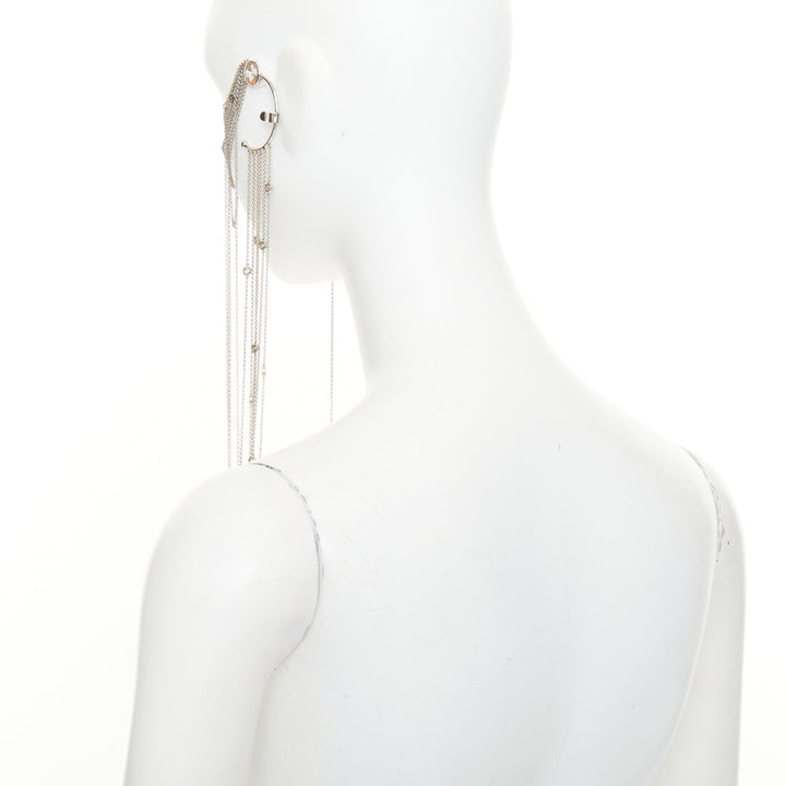 rare GUCCI 2019 Runway goth punk silver chain fringe ear cuff nose pad mask