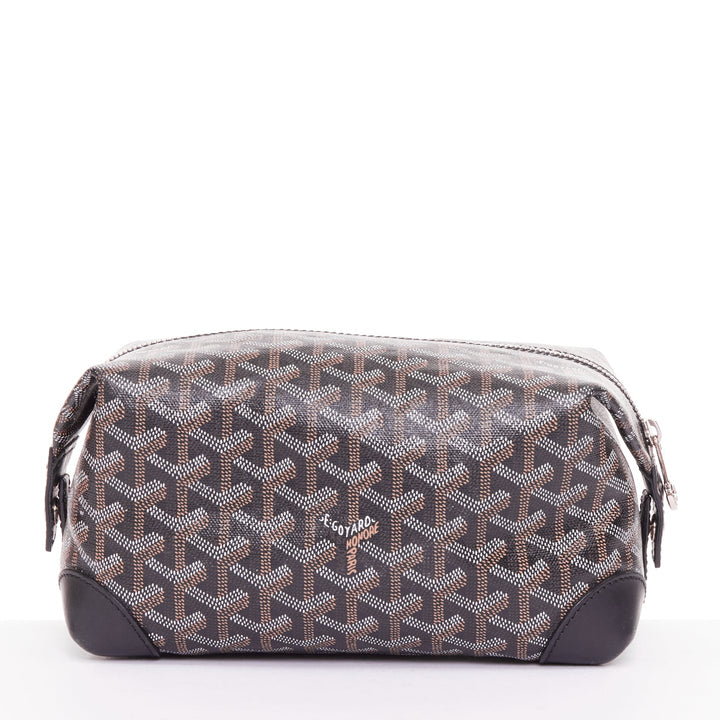 GOYARD Boeing 25 navy blue Goyardine canvas silver hardware toiletry pouch bag