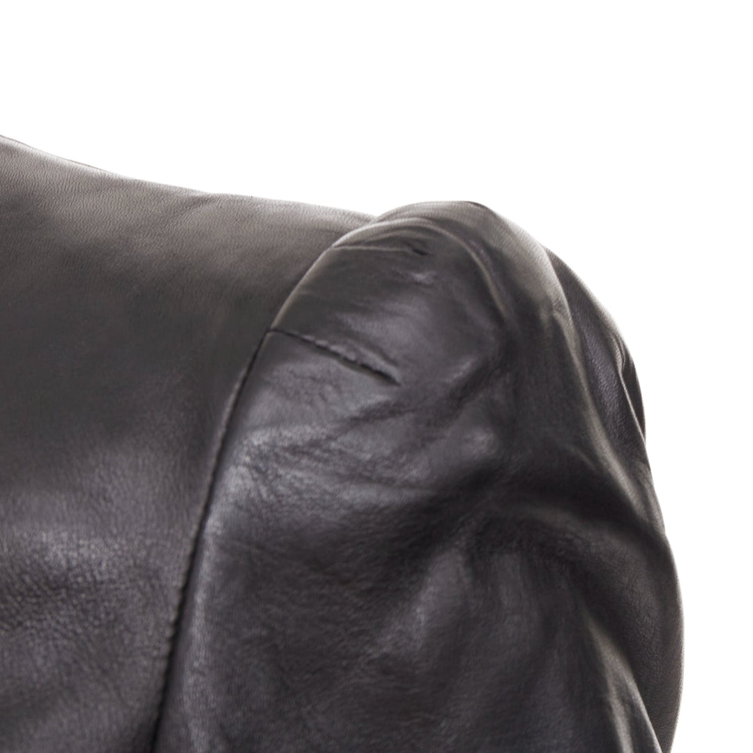 GUCCI Tom Ford Vintage black lambskin leather ruched shoulders jacket IT40 S