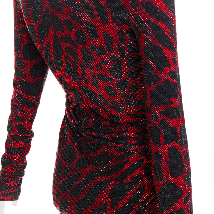 ALEXANDRE VAUTHIER red black Giraffe crystal strass encrusted jersey mini dress