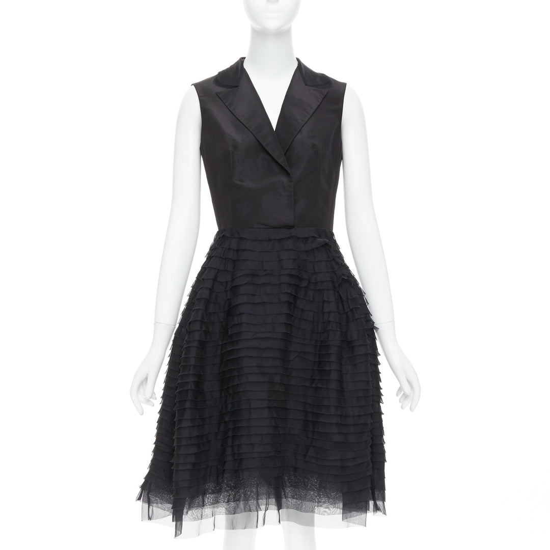 oscar de la renta black cocktail dress Oscar de la Renta Black Pearl and Sequins Embellished Cocktail Dress Sz 6