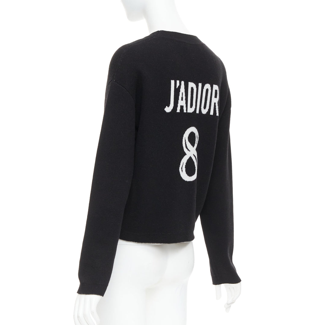 CHRISTIAN DIOR J'adior 8 black cashmere blend  crew neck crop sweater FR34 XS