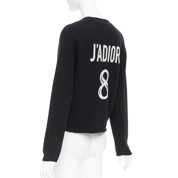 CHRISTIAN DIOR J'adior 8 black cashmere blend  crew neck crop sweater FR34 XS