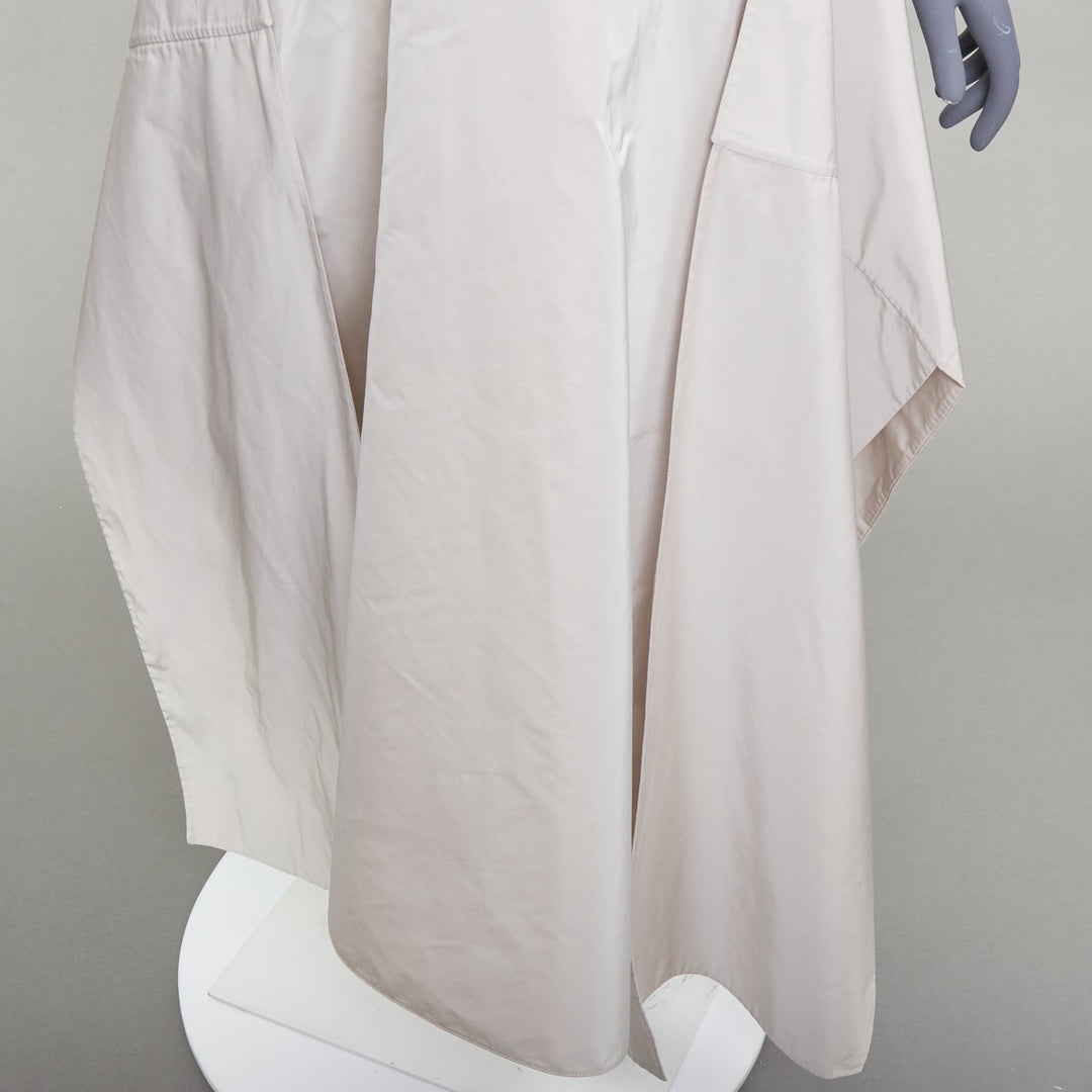 JIL SANDER light grey shiny taffeta 3D deconstructed A-line midi skirt FR34 XS