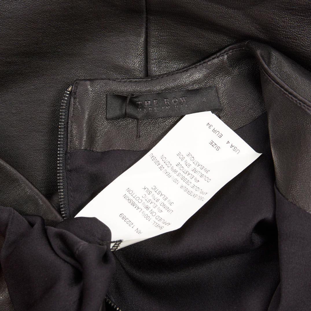 THE ROW soft lambskin stretch minimal seam sleeveless shell top US4 S