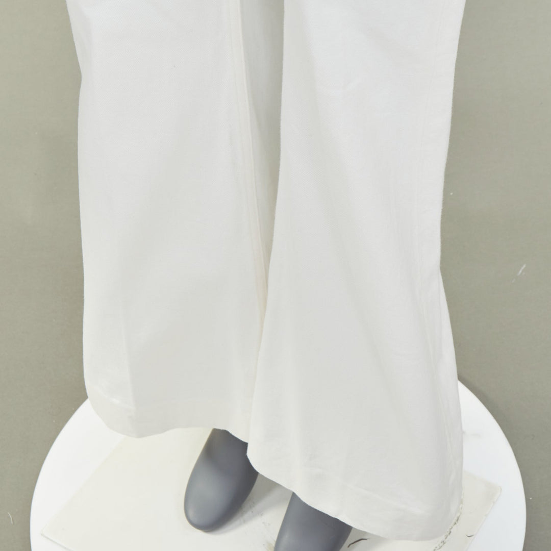 OLD CELINE Phoebe Philo off white cotton high waist flare leg crop jeans FR34 XS