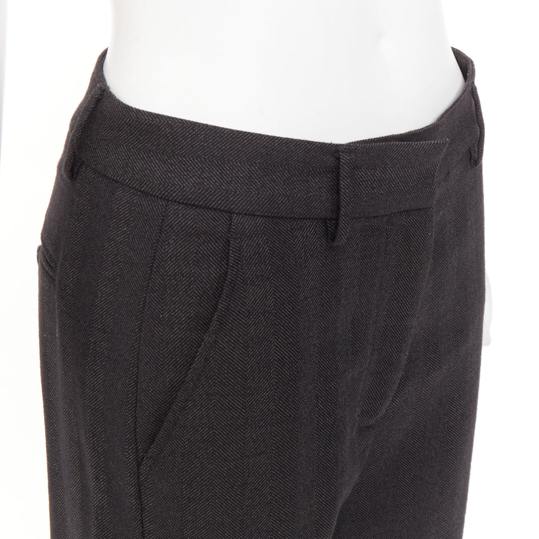 BARENA VENEZIA grey herringbone wool mid waist wide cropped trousers IT40 S