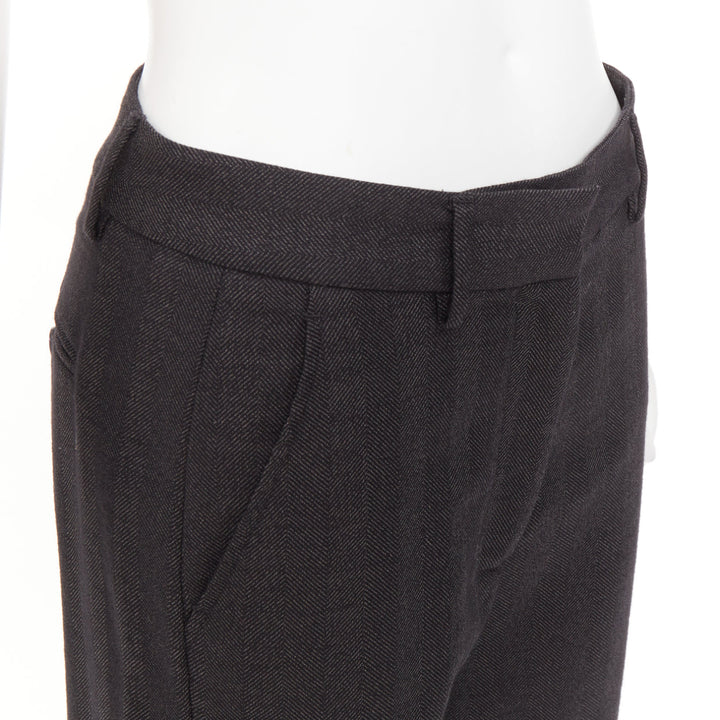 BARENA VENEZIA grey herringbone wool mid waist wide cropped trousers IT40 S
