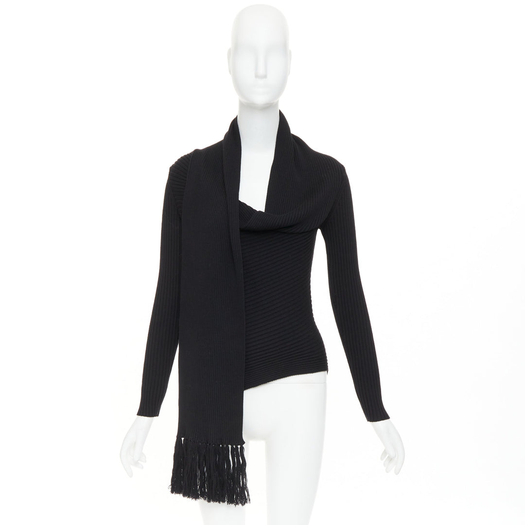 JEAN PAUL GAULTIER Vintage Maille Femme black wool cowl neck sweater L