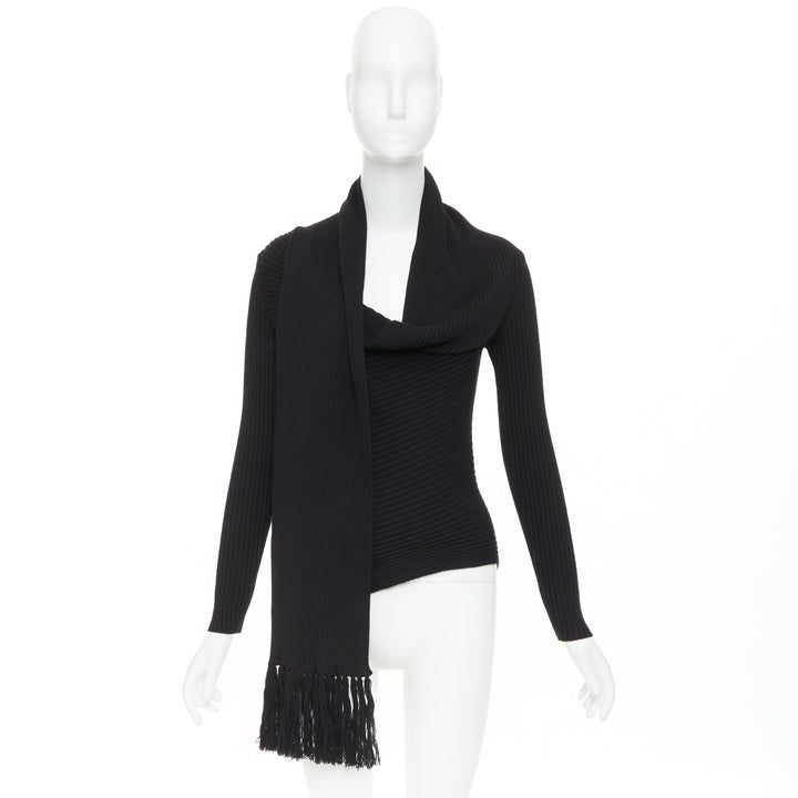 JEAN PAUL GAULTIER Vintage Maille Femme black wool cowl neck sweater L