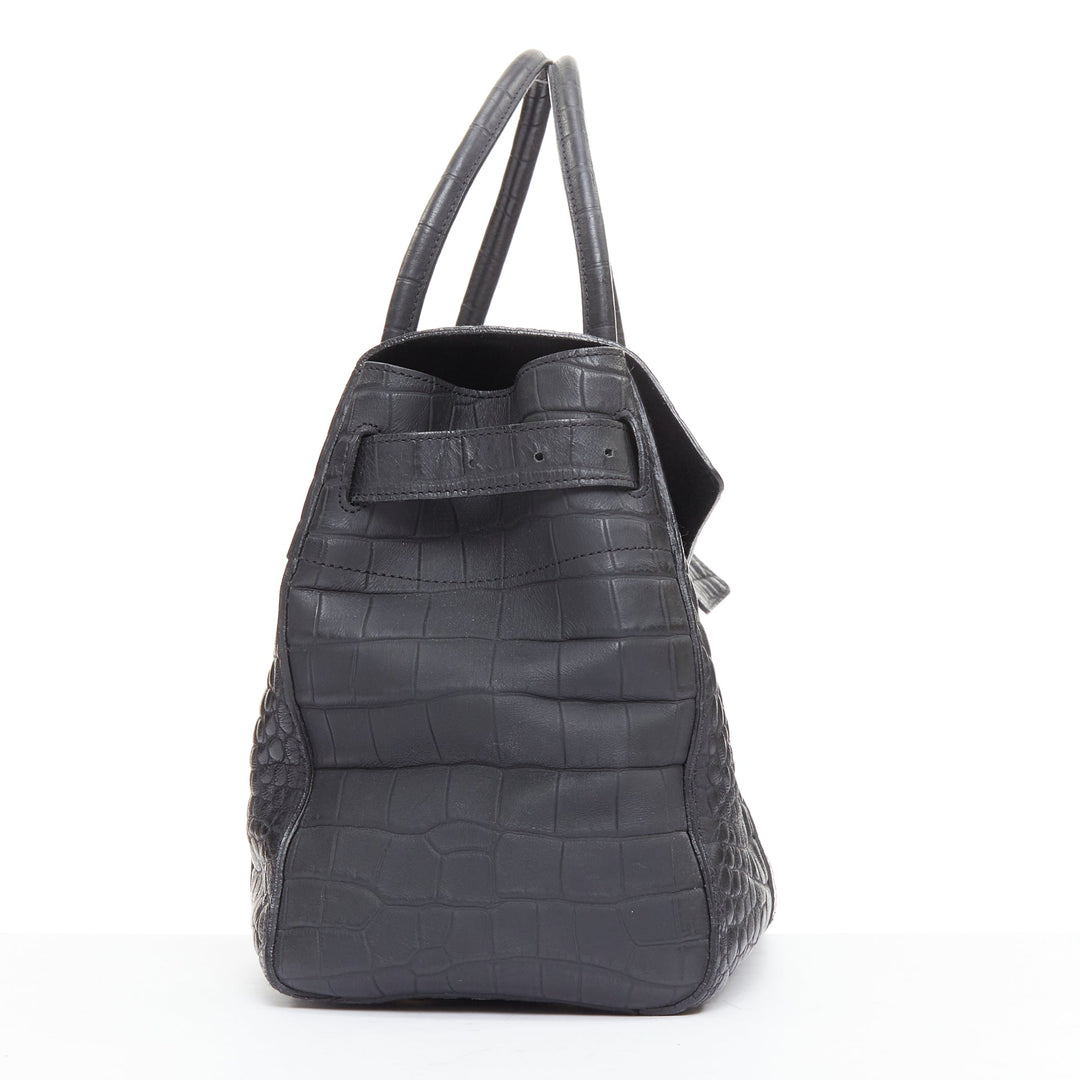 MULBERRY Bayswater black embossed croc leather print satchel tote bag