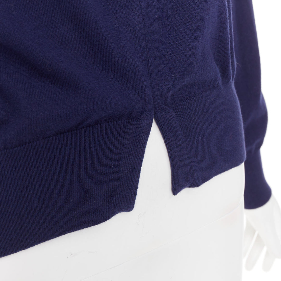 TOGA ARCHIVES PULLA Swallow Anglais navy cotton black leather cardigan IT40 S