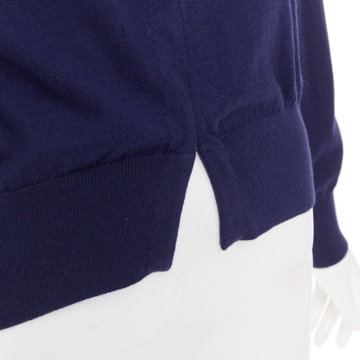 TOGA ARCHIVES PULLA Swallow Anglais navy cotton black leather cardigan IT40 S