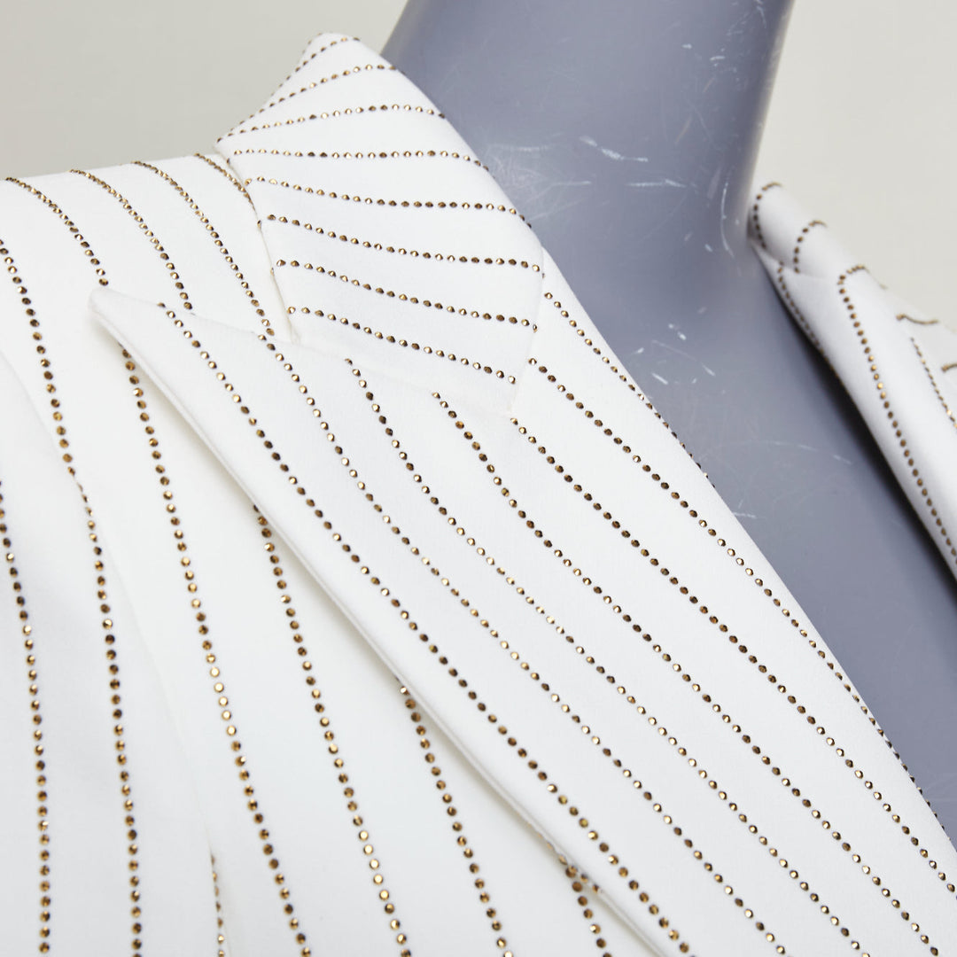 ALEXANDRE VAUTHIER COUTURE SS2020 Runway white gold crystal blazer jacket FR36 S