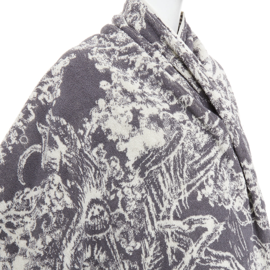 CHRISTIAN DIOR Toile de Jouy ivory grey reverse cotton big beach towel
