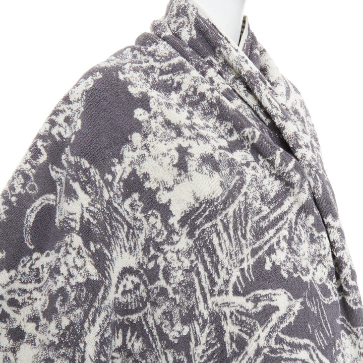 CHRISTIAN DIOR Toile de Jouy ivory grey reverse cotton big beach towel