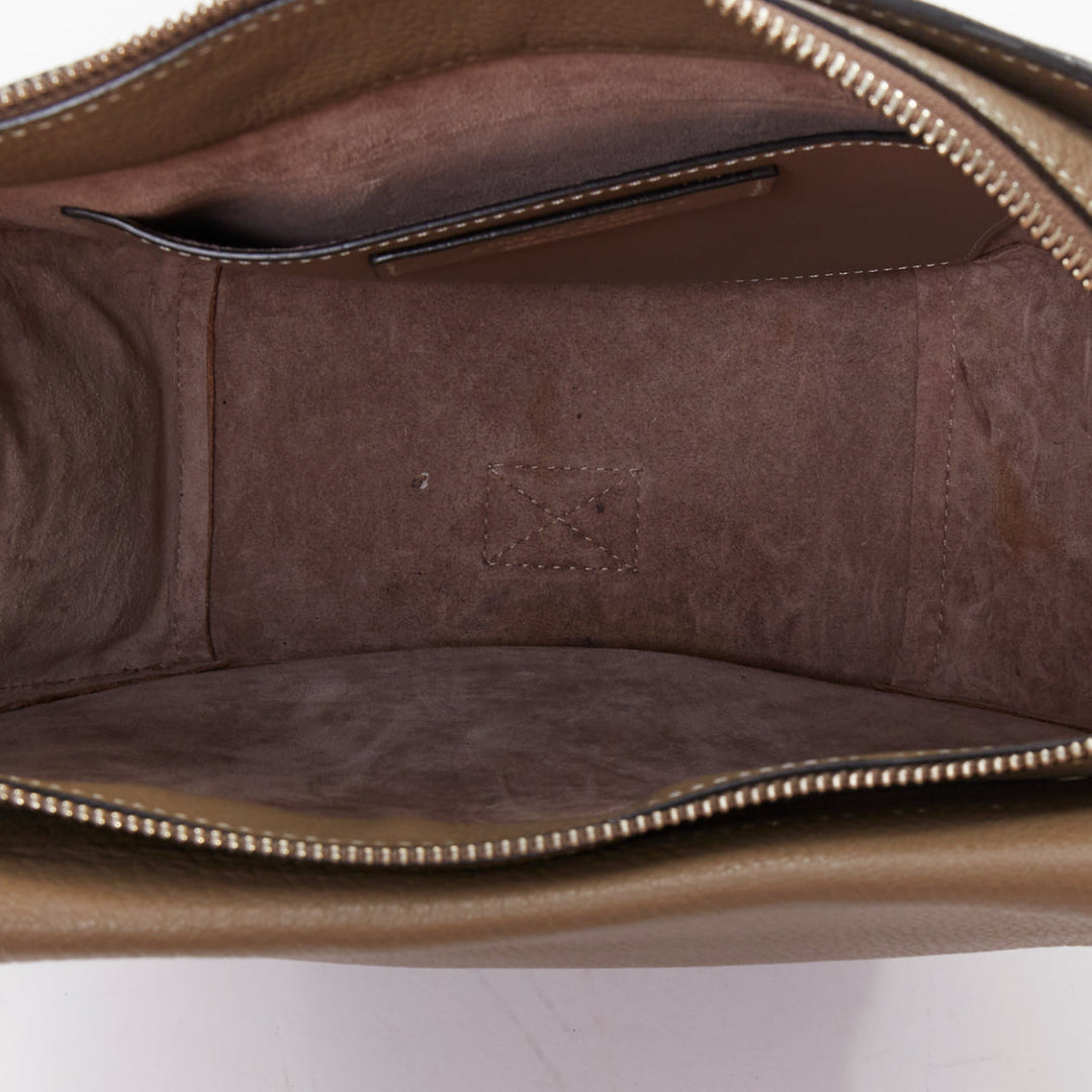 JW ANDERSON Bike taupe leather pocket braided half moon crossbody bag