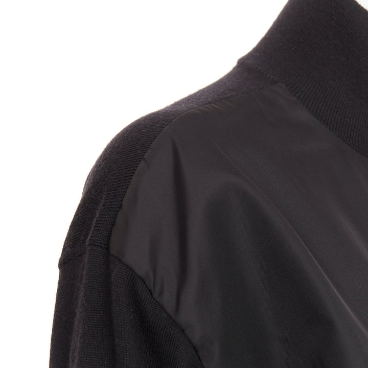 PRADA 2021 black Re Nylon wool silver plague logo high neck zip jacket IT38 XS