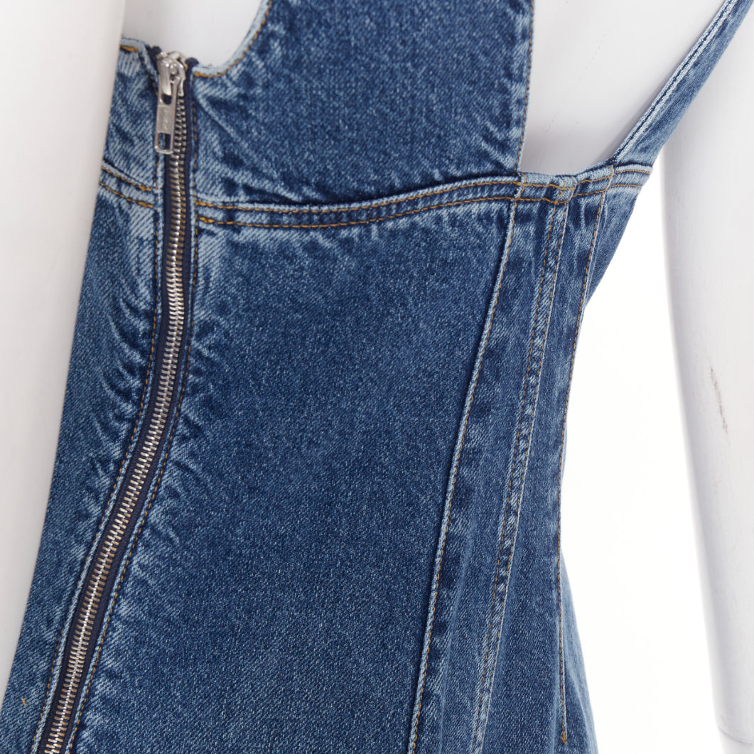 PHILOSOPHY DI LORENZO SERAFINI low cut zip front corset denim wide jumpsuit IT38