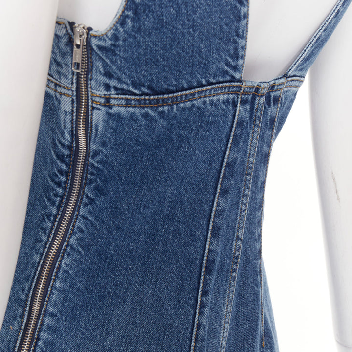 PHILOSOPHY DI LORENZO SERAFINI low cut zip front corset denim wide jumpsuit IT38