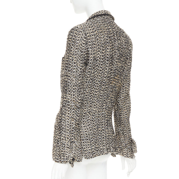 HAIDER ACKERMANN metallic gold chevron tweed shawl collar blazer jacket FR48 M