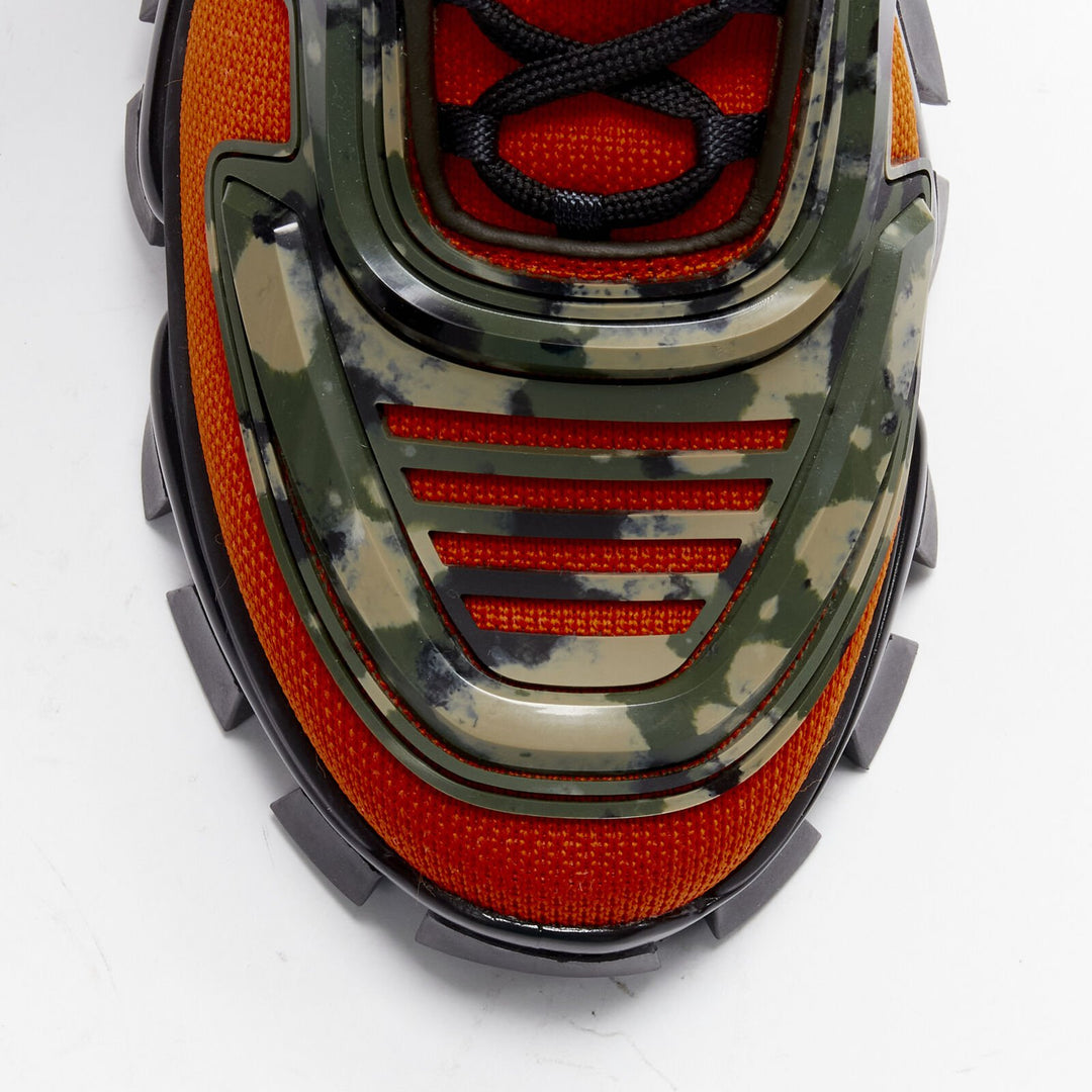 rare PRADA Cloudbust Thunder orange green camo sneaker UK9.5 EU43.5