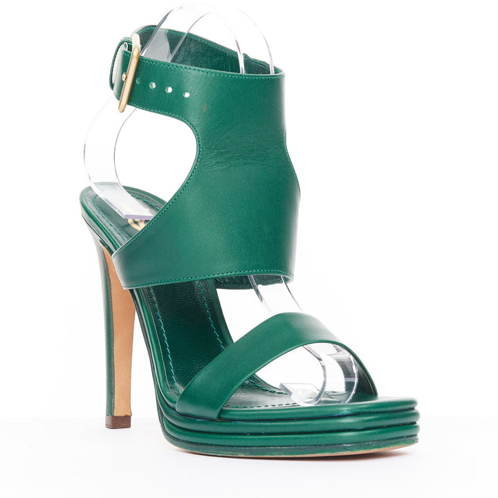 YVES SAINT LAURENT 2011 Tribute green smooth leather ankle strap sandal EU37 US7