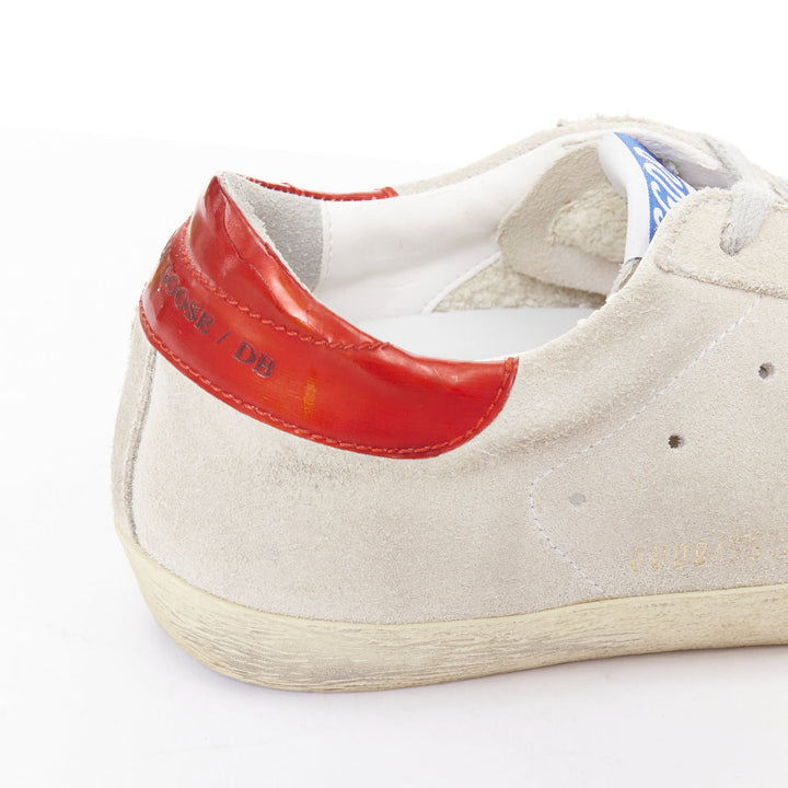 GOLDEN GOOSE SuperStar grey suede red metallic trim star distressed sneaker EU38