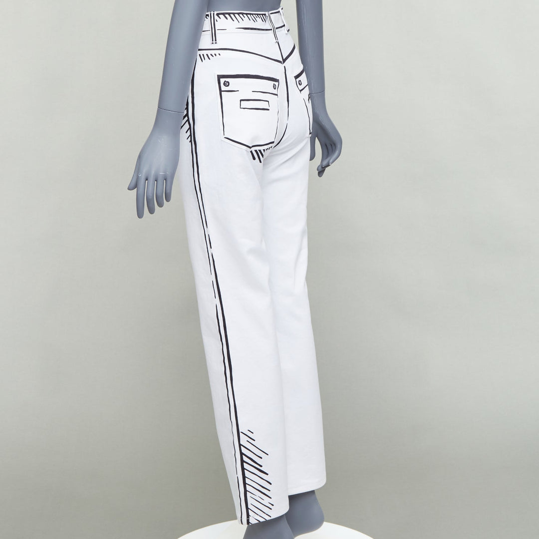 FENDI California Sky Joshua Vides white trompe loeil illustration jeans IT38 XS