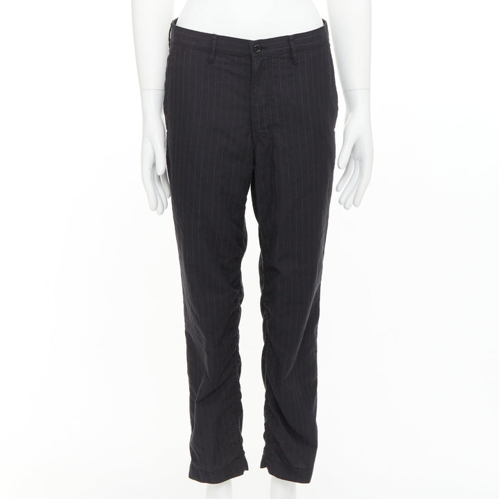 COMME DES GARCONS Homme Deux black wooly pinstripe cropped pants S