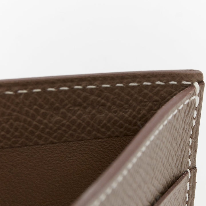 HERMES MC2 Copernic etoupe Epsom leather white contrast stitch bifold wallet PM