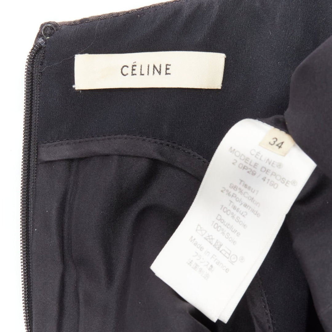 OLD CELINE Phoebe Philo black cotton jacquard waterfall peplum top FR34 XS