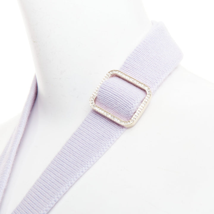 CHANEL 23P Runway blue purple CC buton cashmere buckle halter top FR34 XS