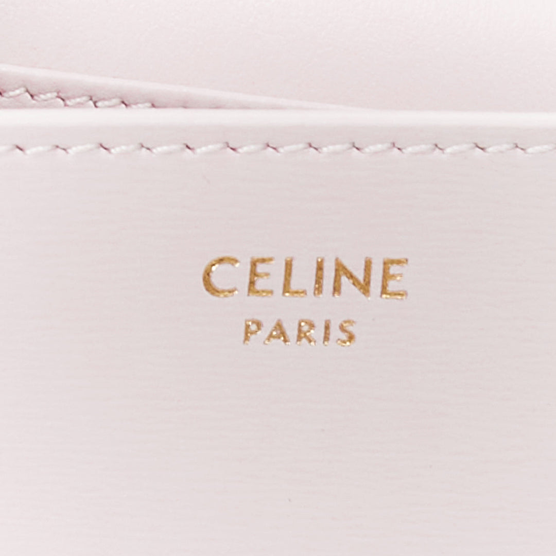 CELINE Triomphe lilac leather logo cardholder on chain crossbody bag