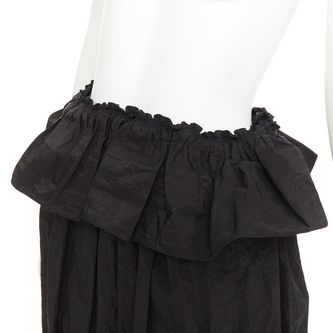 SIMONE ROCHA black cloque paperbag taffeta bubble turkey feather midi skirt UK6