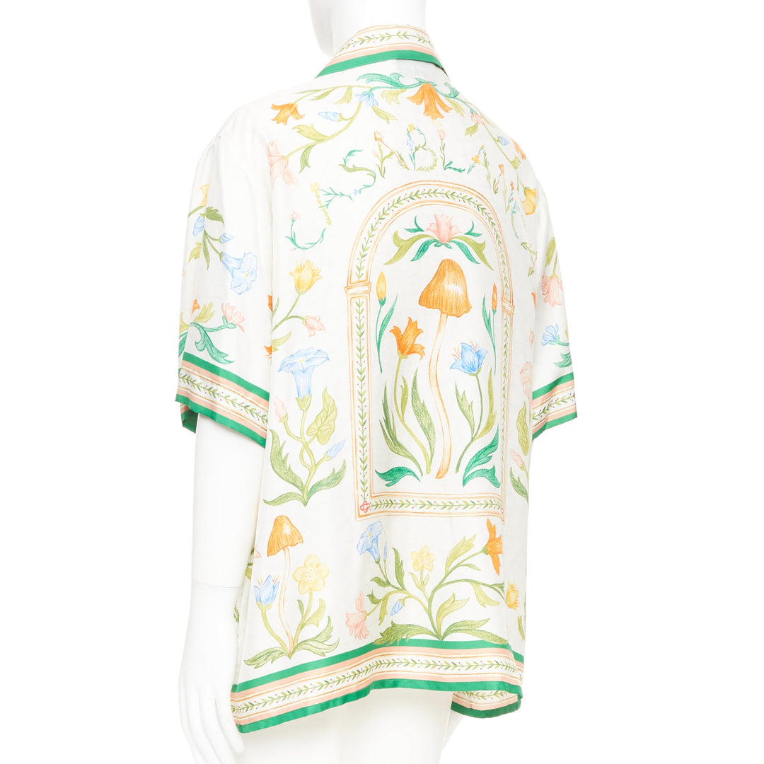 CASABLANCA 2023 L'Arche Fleurie printed silk cuban collar bowling shirt top XXL