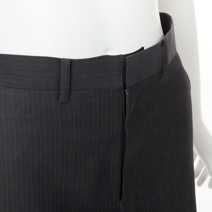 JUNYA WATANABE 2018 grey wool twill black tulle hem insert midi skirt XS