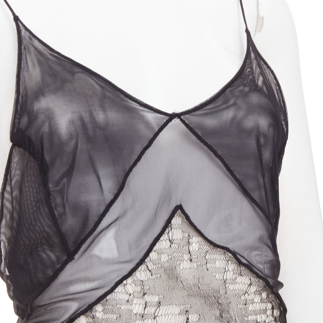 rare ALEXANDRE VAUTHIER COUTURE SS2014 Runway black lace panelled sheer catsuit